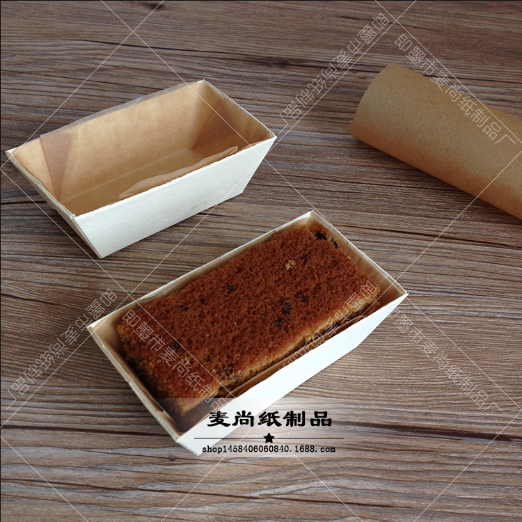 De estilo europeo para hornear resistente a altas temperaturas caja de madera grado alimenticio rectangular molde de pastel de madera para hornear papel taza de pastel molde de madera bandeja de madera