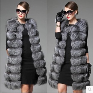 European station new high imitation fur vest women's clothing full leather silver fox fox fur long Korean style plus size coat