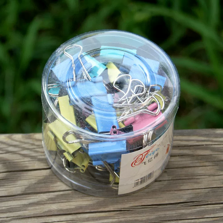 Long-Tail Binder Clips (tstech) 19 mm, 40 pcs, Colored Plastic-Coated Handles