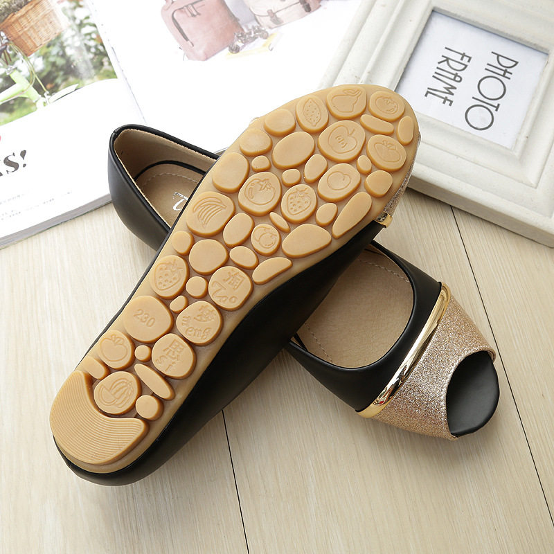 Giày bệt nữ mũi cá peep-toe đế chống trơn, kiểu Hàn, gót thấp 1–3 cm — Màu trắng, Màu đen, Vàng địa phương chi tiết 26