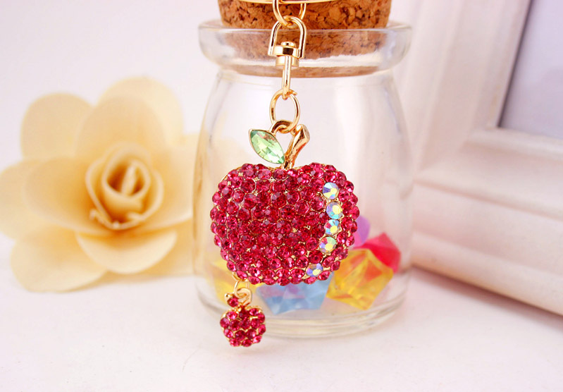 26g Weight Alloy, Metal Material Heart Pattern Unisex Gender White, Pink, Purple, Blue Color Cute Diamond-studded Small  Keychain 11