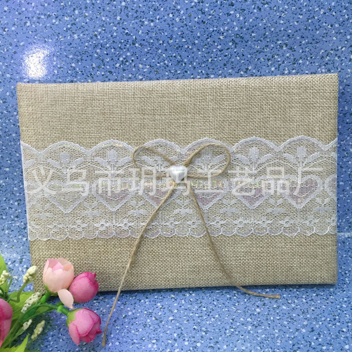 Western-Style Wedding Supplies, Linen Heart-Shaped Guest Book, Signature Book with Bow Embellishments, Holiday Keepsake Western-Style Wedding Supplies, Linen Heart-Shaped Guest Book, Signature Book with Bow Embellishments, Holiday Keepsake