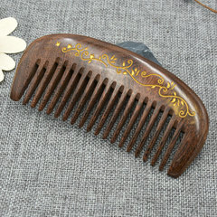牛嶺天然金絲檀捲髮長發按摩防靜電捲髮按摩寬齒小檀木梳子