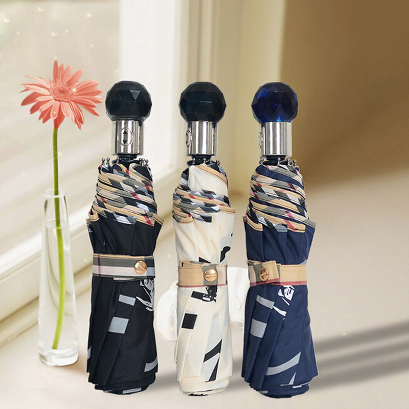 Full automatic three folding umbrella men and women Korean creative umbrella personality classic umbrella, a single note style1