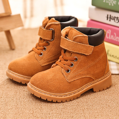 秋冬季新款真皮儿童马丁靴中大童棉鞋加绒男女童雪地靴一件代发|ms