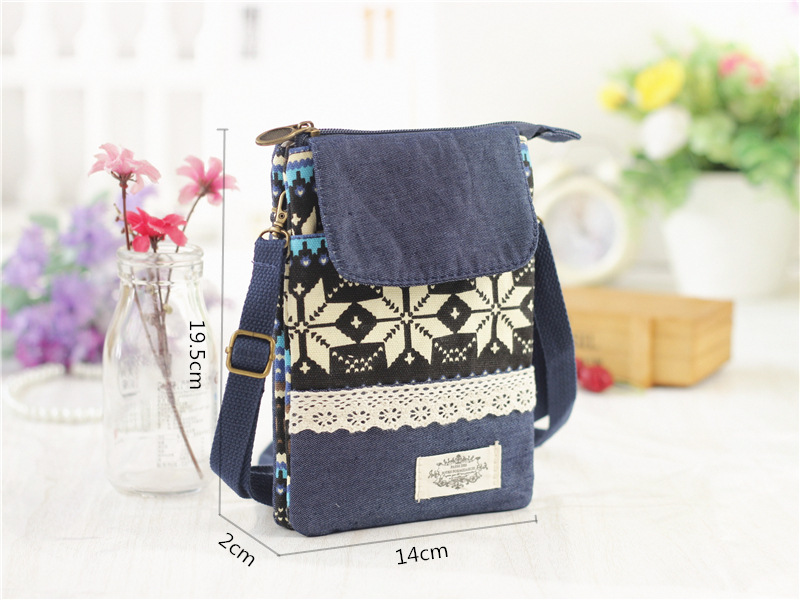 Women's Cotton Geometric Ethnic Style Square Zipper Phone Wallets display picture 1