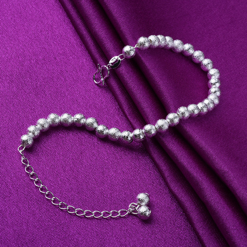 Korean fashion jewelry Buddhist beads silver-plated frosted round beads women's silver bracelet Taobao two-yuan store supply
