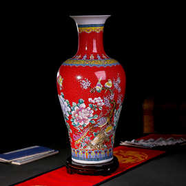 景德镇陶瓷器落地大花瓶花插现代中式客厅装饰品电视柜工艺品摆件
