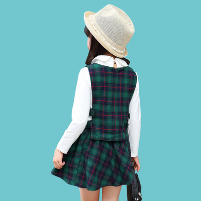 女童装2018秋季新款童装公主裙短裙女童三件套裙工厂直销