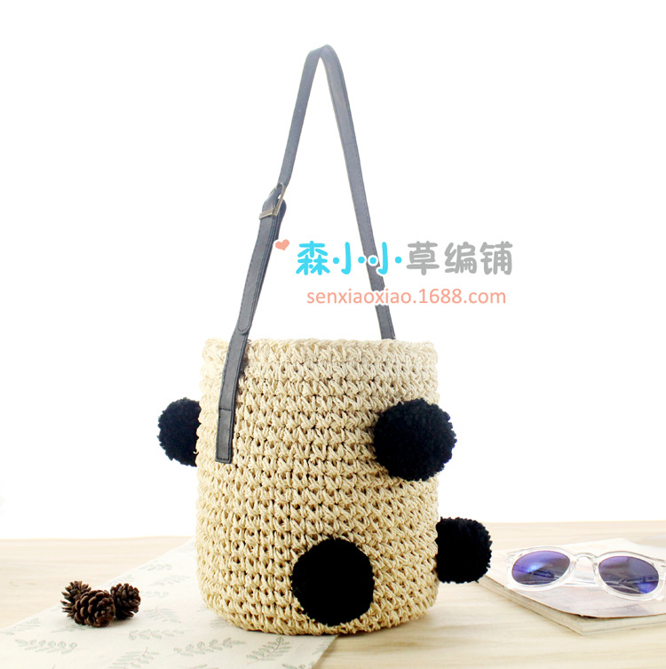 New Three-dimensional Cherry Ball Straw Woven One Shoulder Bag Wholesale Nihaojewelry display picture 9