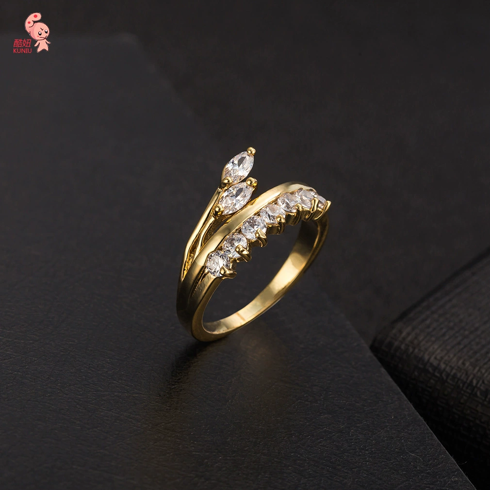 Цирконий, кольцо с камнем, золотые украшения, аксессуар, Aliexpress, 18 карат, европейский стиль, опт