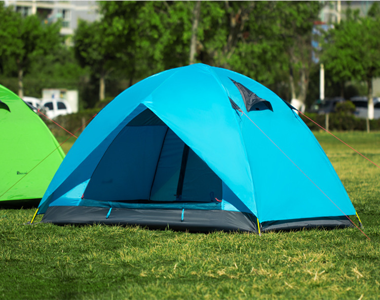 Wholesale pinnacle double-layer outdoor 2-3 people camping rainproof breathable aluminum pole glass pole tent