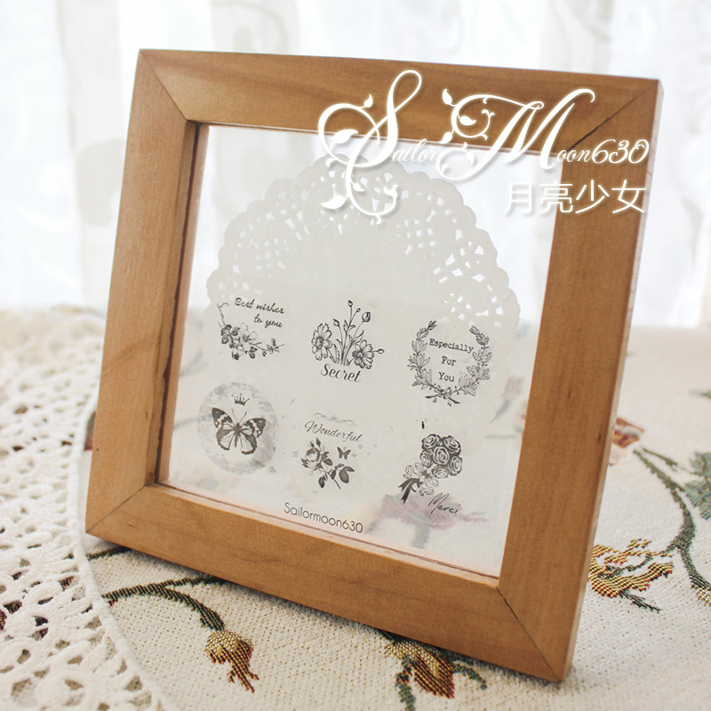SailorMoon630 复古花语 透明圆形封口贴烘培信封装饰