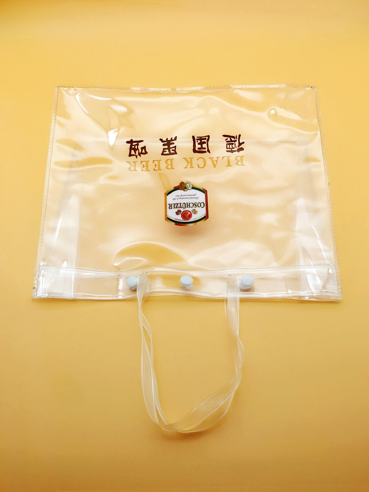 定做批发PVC透明手提啤酒袋冰袋 塑料PVC手提包装袋 软P