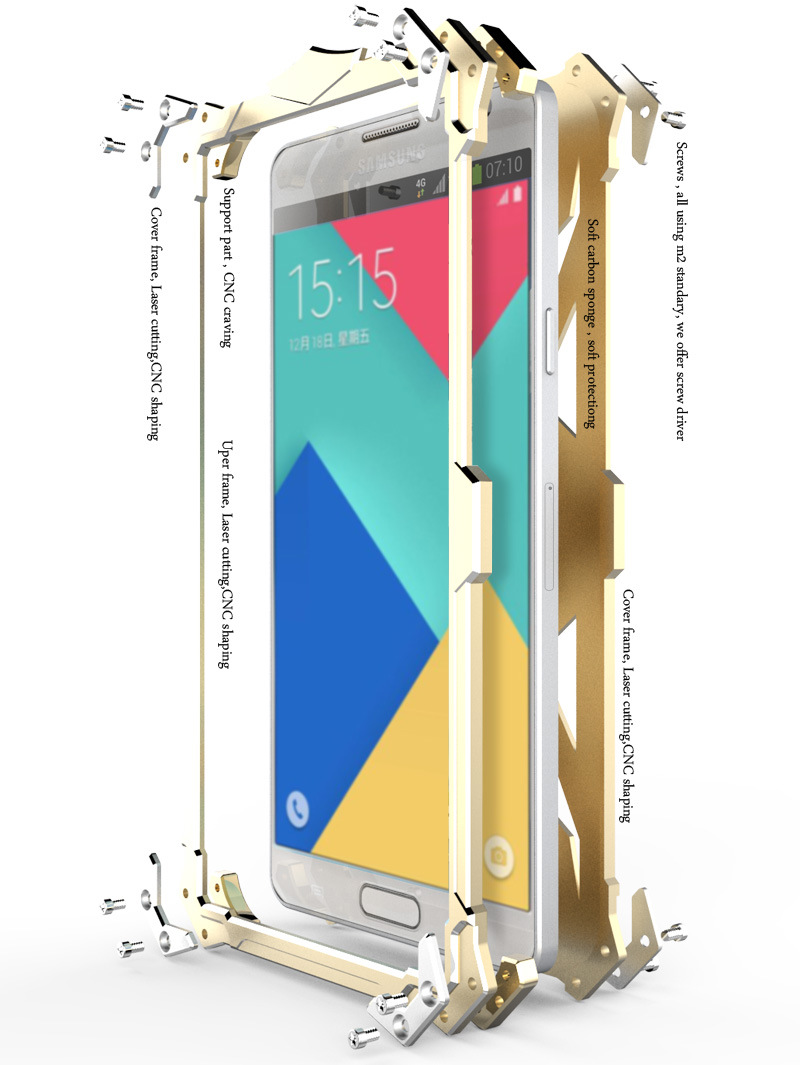SIMON THOR Aviation Aluminum Alloy Shockproof Armor Metal Case Cover for Samsung Galaxy A7 (2016) A7100 A7108