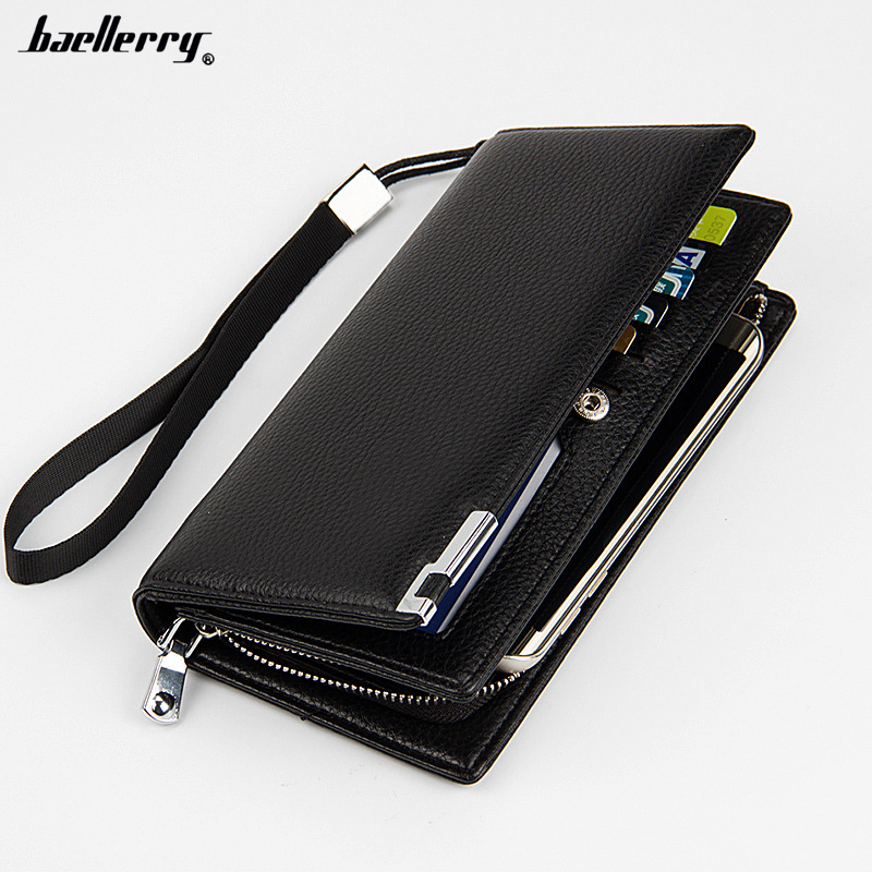 Baellery Premium PU Kulit Dompet Pria Panjang Tas Serbi 