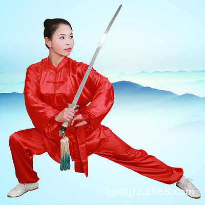 厂家供应春季新品太极服 仿真丝武术服定制 仿真丝太极服装|ru
