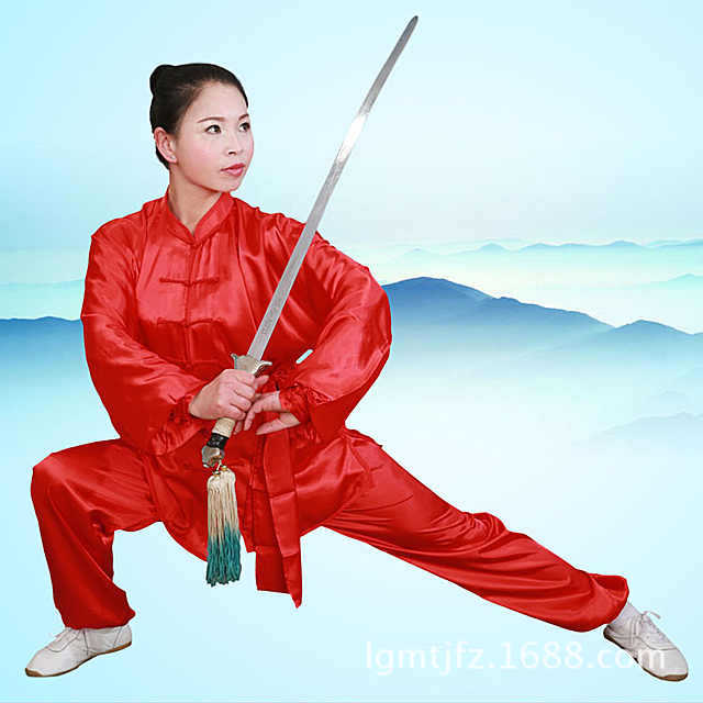 厂家供应春季新品太极服 仿真丝武术服定制 仿真丝太极服装|ru