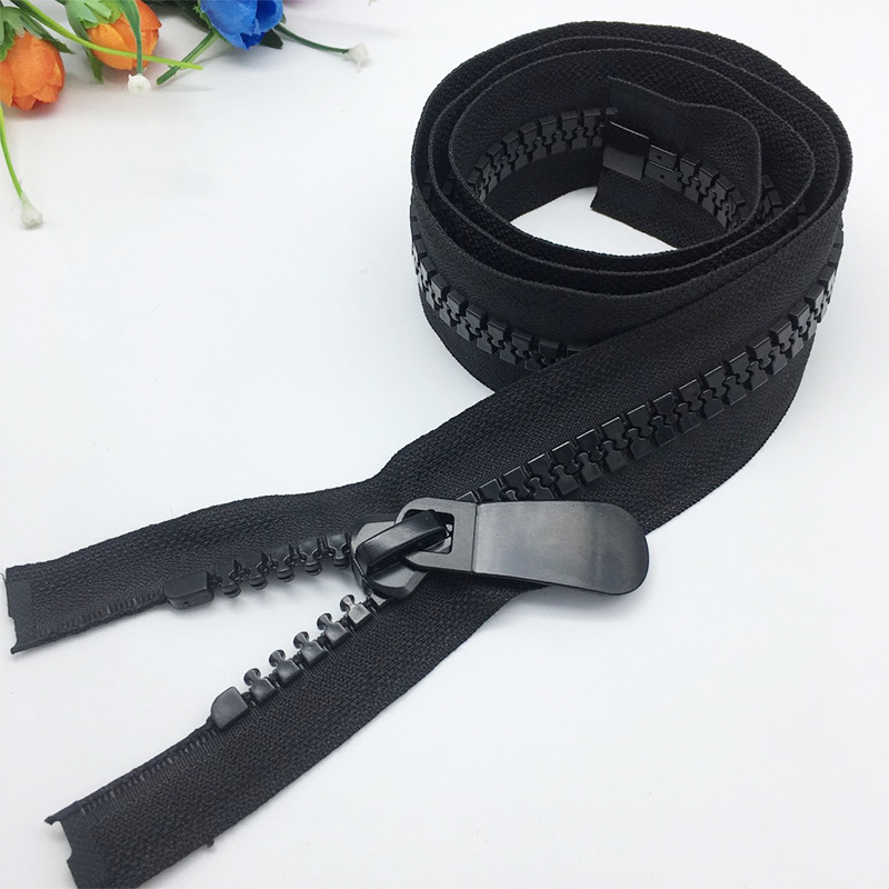 厂家三角树脂拉链长款羽绒服大拉链三角牙粗齿塑料黑色拉链批发