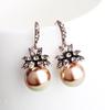 Retro fashionable earrings solar-powered from pearl, European style, flowered