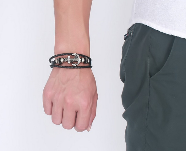 2017 Moda Bracciale in corda di cuoio Gioielli fatti a mano a Yiwu_voghion.com