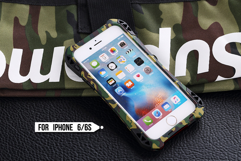 R-JUST Amira Heavy Duty Dirtproof Shockproof Rainproof Aluminum Metal Bumper Carbon Fiber Back Cover Case for Apple iPhone 6S/6 & iPhone 6S Plus