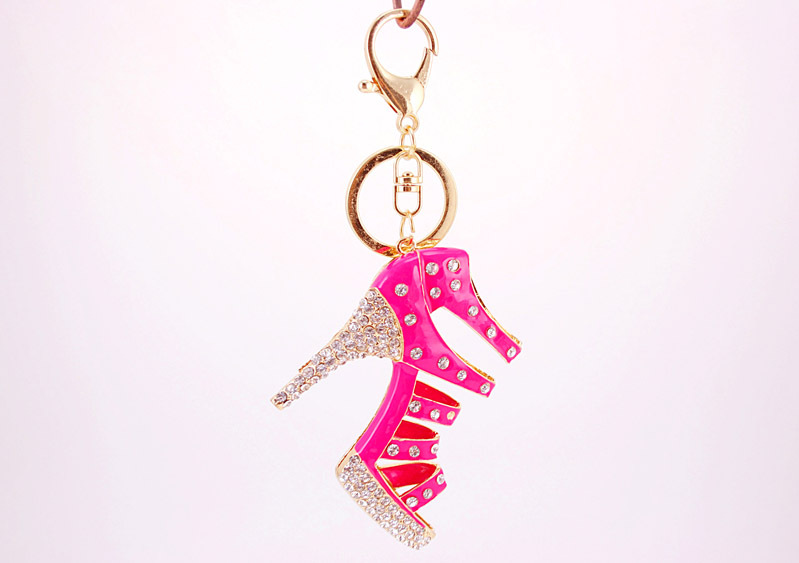 60g Weight Alloy, Metal Material Constellation Pattern Unisex Gender Rose Red, Red, Blue, Black Color Creative Cute Diamond-studded Ladies Oversized High Heels Keychain 15
