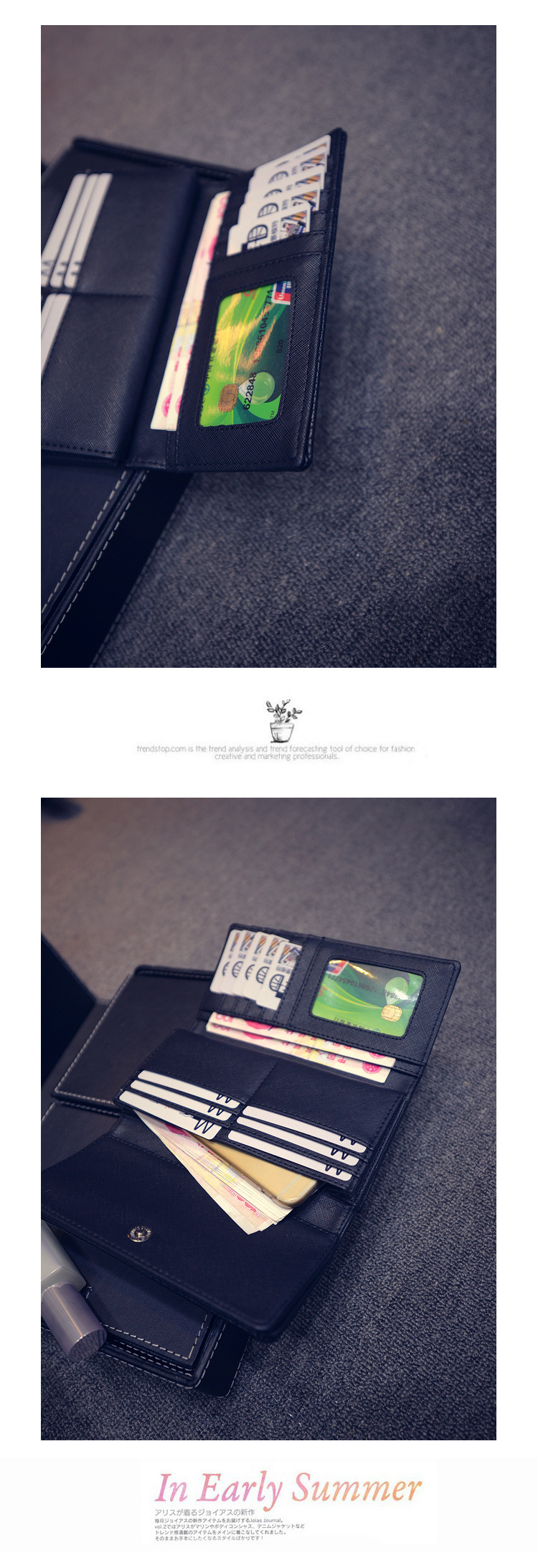 191g Weight Synthetic Leather Lining Material Flip Cover Closure Type Business Occasion Pu Leather Material Solid Color Pattern Women'S Gender Fashion Style Square Shape Grey, Black Color New Punk Style Fashion  Long Double Cover Wallet 10