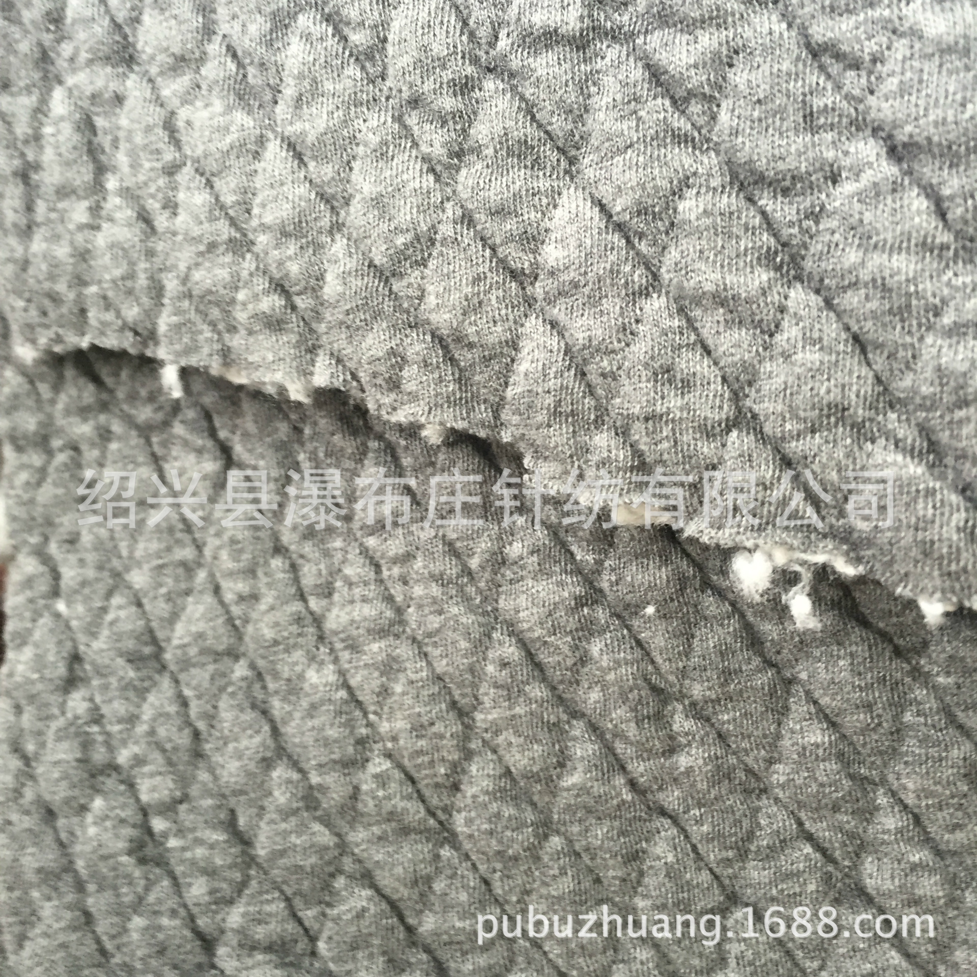 厂家直销针织全棉麻灰菱形格提花布