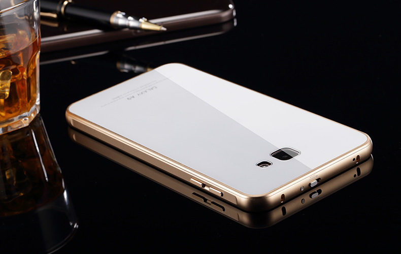 Luphie Aircraft Aluminum Metal Frame 9H Tempered Glass Back Cover Case for Samsung Galaxy A9 A9100 A9000