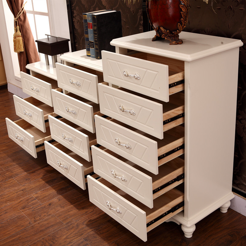 欧式四五六抽柜斗柜 玫瑰雕花白色法式田园客厅卧室抽柜家具特价|ru