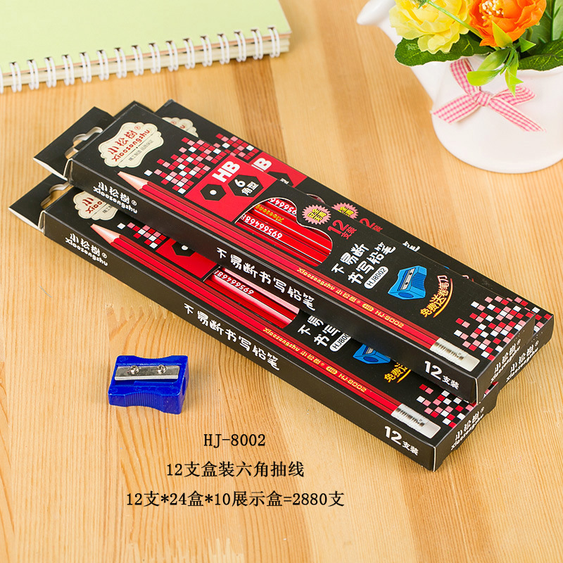 小松树铅笔不断芯小学生办公铅笔12支六角三角橡皮小松树详情图2