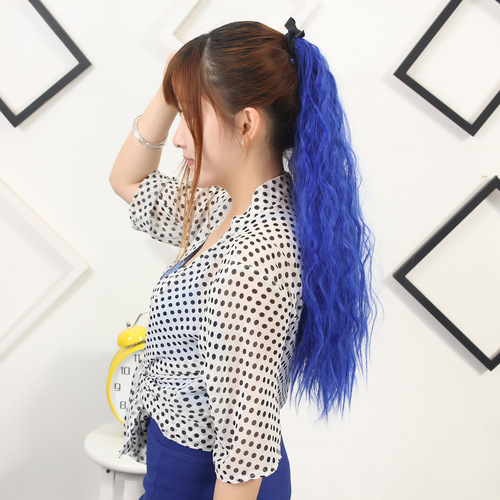 Corn-bleached ponytail wig for women, synthetic hair, ponytail strap, corn-bleached long curly ponytail wig, bundle-style ponytail wig