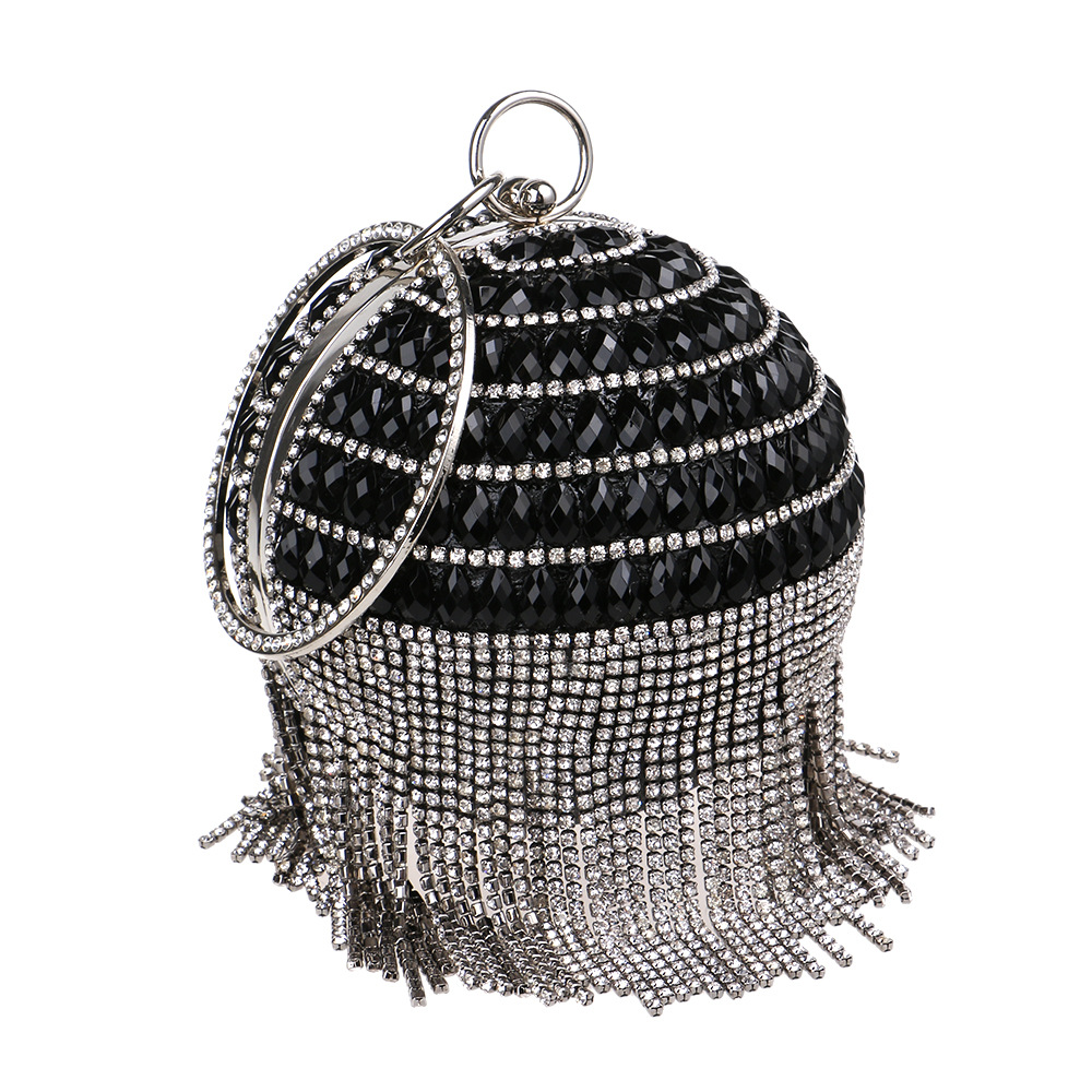 Hot Fringed Dinner Bag Women Fashion Ball Handbag Banquet Evening Bag display picture 9