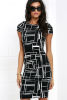 women’s print dress round neck small cap sleeve fashion dress 