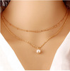 Fashionable metal necklace from pearl, trend sweater, high-end accessory, European style, simple and elegant design