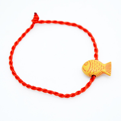 Mahogany three-dimensional Refinement Year of fate Small fish Amulet Red string bracelet wholesale Small gift shop gift