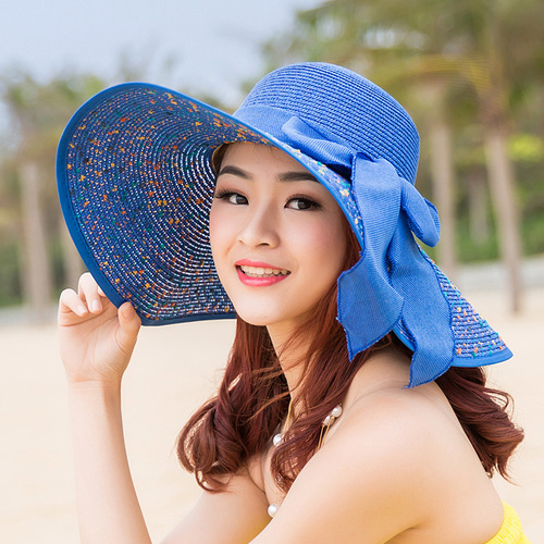 Beach hat, women's summer sun hat, sunshade, large brim, foldable straw hat, UV protection, beach sun hat, youth
