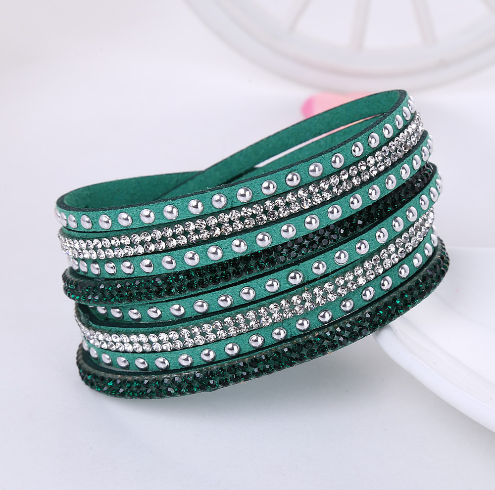 1 Piece Fashion Round Solid Color Flannel Inlay Rhinestones Women's Bangle display picture 2