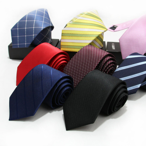 Business formal men's tie, wedding groom team tie, polyester silk striped tie 7cm manufacturer wholesale