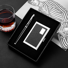 Guangdong manufacturer customized creative business card box stainless steel brushed business card box PU leather mirror business card box