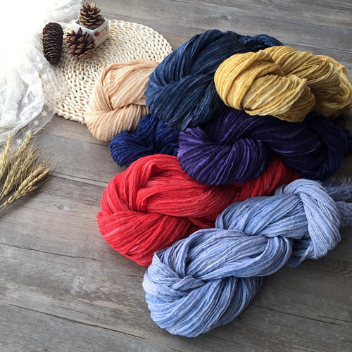 New autumn and winter scarf women's solid color cotton and linen scarf naturally wrinkled men's scarf shawl muslim scarf turban