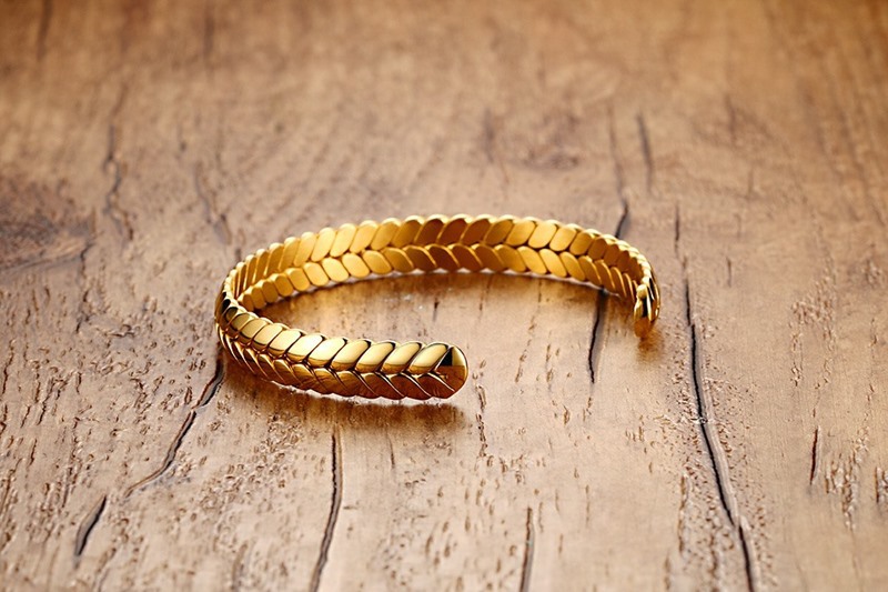 19g Weight Vacuum Plating Gold Plating Process Bangle Classification Daily Occasion 304 Stainless Steel Material Grain Pattern Women'S Gender Plating Design Simple Style Style Simple Style Grain 304 Stainless Steel Stainless Steel Bracelets In Bulk 5