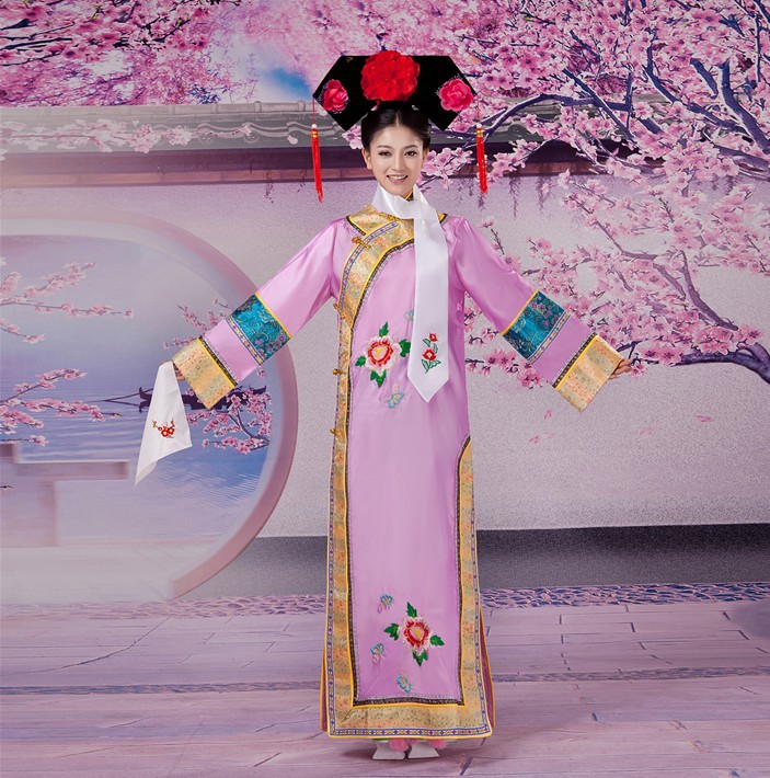 清朝古装还珠格格服装 娘娘服满族旗服女古代宫女嬷嬷宫廷演出服-阿里巴巴