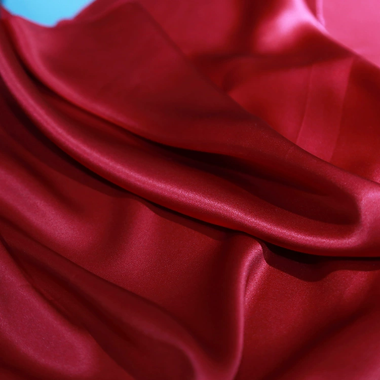 "silk village in the world" spot silk satis satin 19mm/114cm heavy silk dark red fashion material