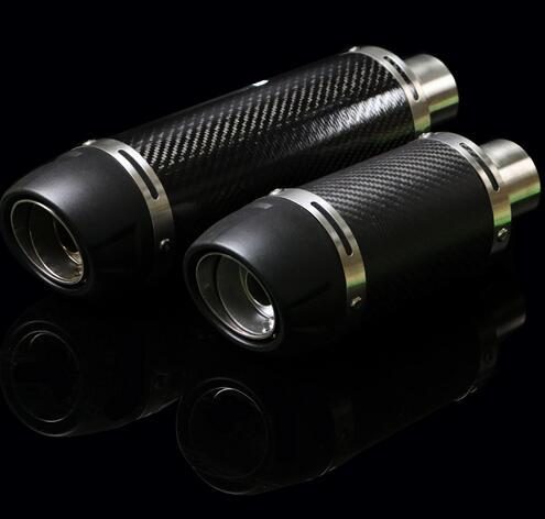Motorcycle modified exhaust pipe carbon fiber with muffler rubber head high temperature exhaust