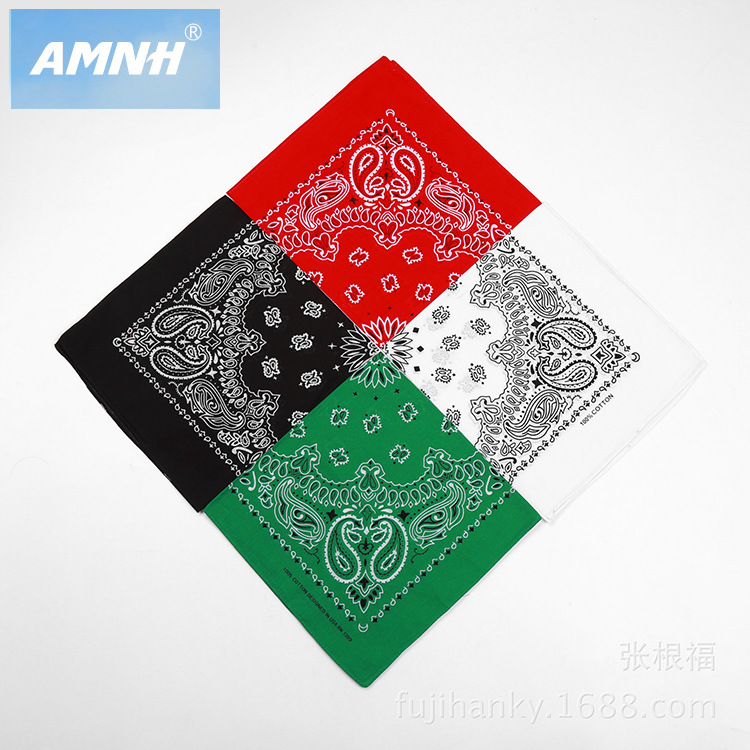 54cm Pure Cotton Cashew Flower Headscarf, All-Cotton Outdoor Sports Cycling Square Scarf, Hip-Hop European and American Style Large Square Scarf Wholesale