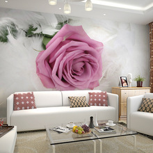 电视背景墙壁画 简约玫瑰3D立体婚房墙纸壁纸客厅影视墙布