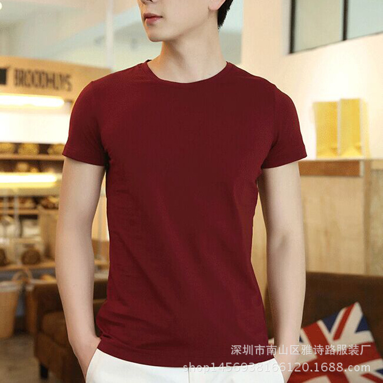 光版純色珠地棉男式短袖T恤 (1)