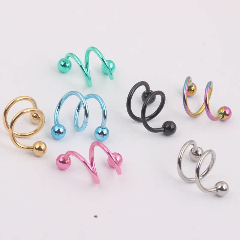Double Ring Ear Clip Earrings for Cartilage Helix Tragus - 316L Surgical Steel Fashion Jewelry detail image 7